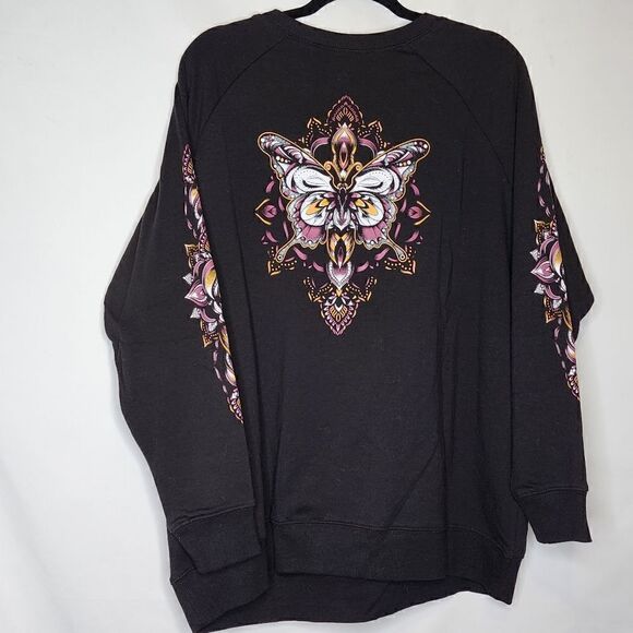 00X 10W M/L Torrid Mandala Butterfly Sweatshirt Fleece Tribal Eyes 90s Tattoo so - Picture 7 of 7